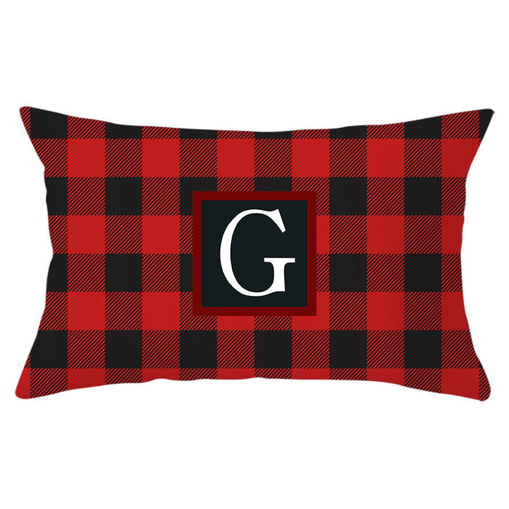 Decorative Rectangular Buffalo Plaid Monogram Pillow Cover