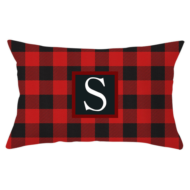 Decorative Rectangular Buffalo Plaid Monogram Pillow Cover