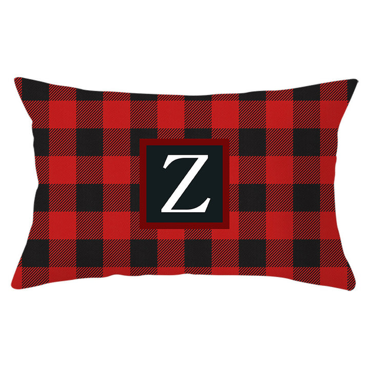 Decorative Rectangular Buffalo Plaid Monogram Pillow Cover