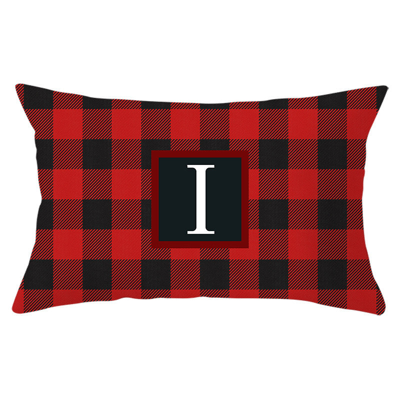 Decorative Rectangular Buffalo Plaid Monogram Pillow Cover