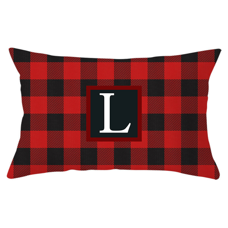 Decorative Rectangular Buffalo Plaid Monogram Pillow Cover