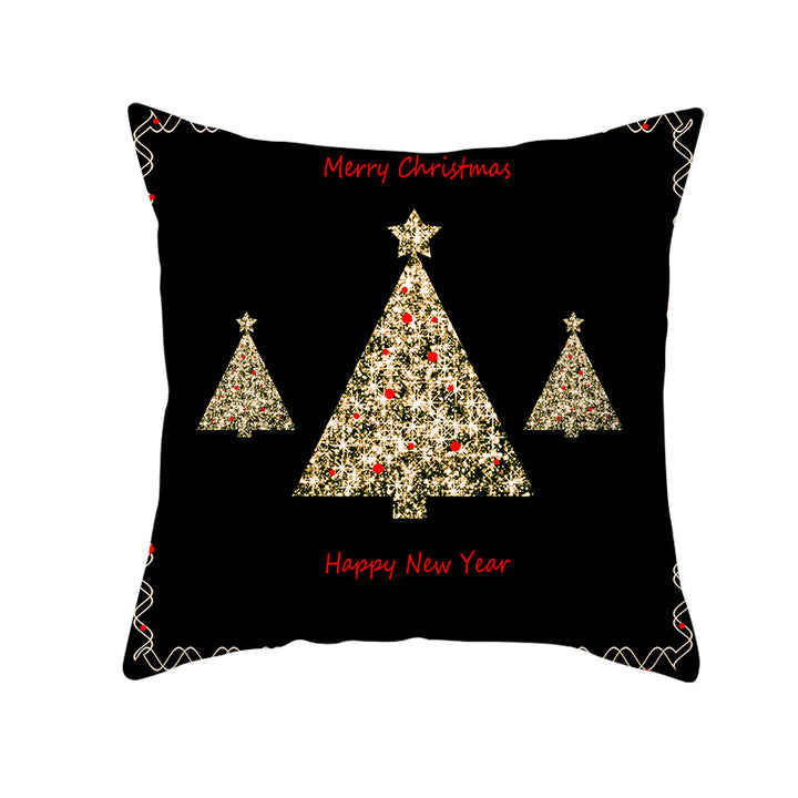 Square Holiday Throw Pillow Cover with Gold Snowflake Metallic Script Print and Concealed Zipper