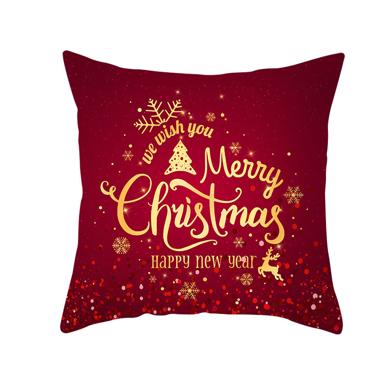 Festive Square Decorative Cushion Cover with Metallic Script Print and Concealed Zipper