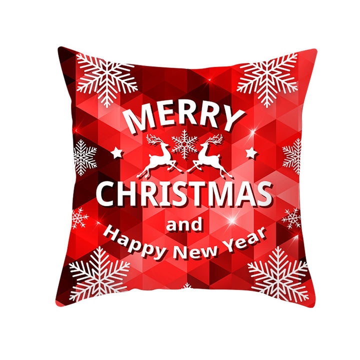 Festive Square Decorative Cushion Cover with Metallic Script Print and Concealed Zipper