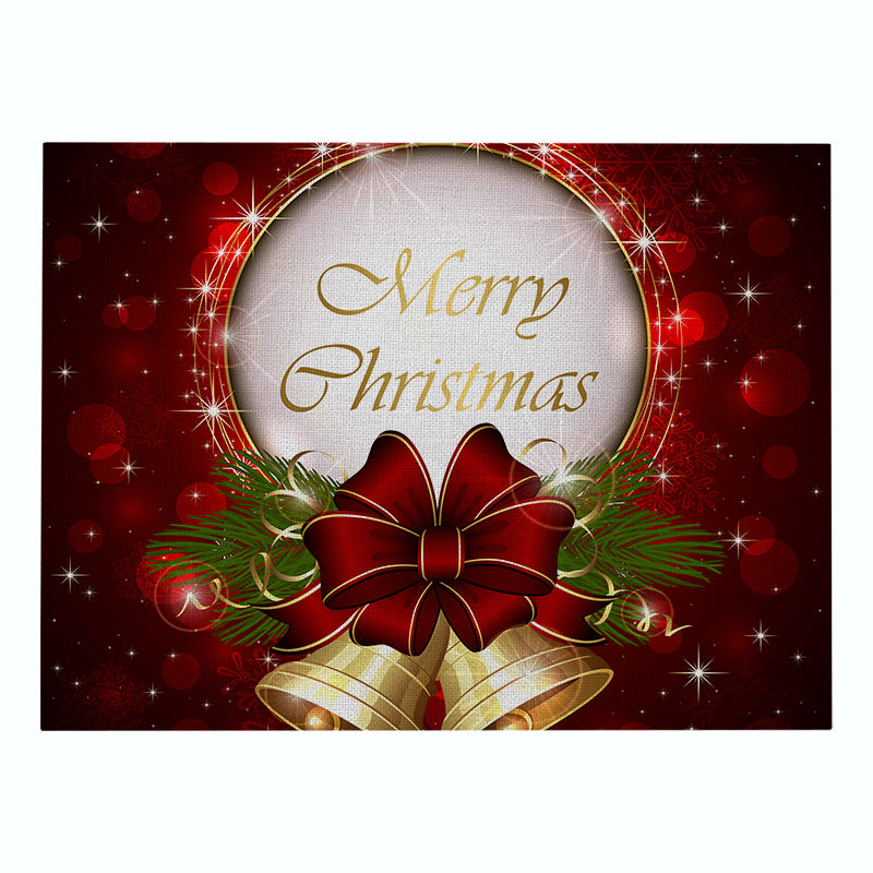Festive Rectangular Holiday Polyester Tablecloth with 'Oh My Deer' Reindeer Silhouette and Pine Branch Border