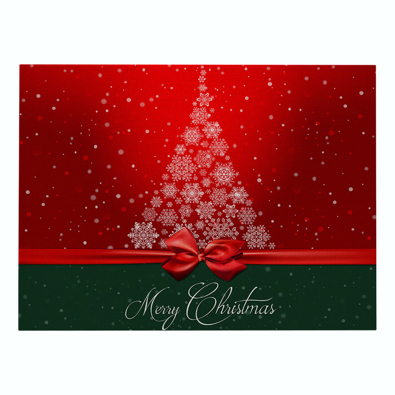 Festive Rectangular Holiday Polyester Tablecloth with 'Oh My Deer' Reindeer Silhouette and Pine Branch Border