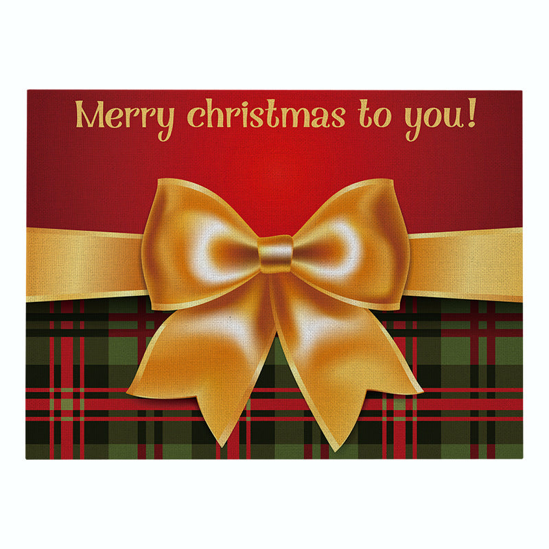 Festive Rectangular Holiday Polyester Tablecloth with 'Oh My Deer' Reindeer Silhouette and Pine Branch Border