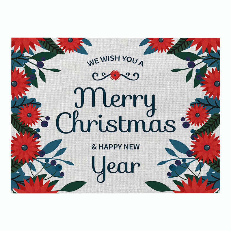 Festive Rectangular Holiday Polyester Tablecloth with 'Oh My Deer' Reindeer Silhouette and Pine Branch Border