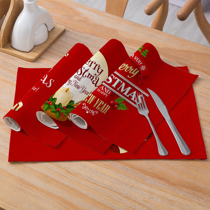 Festive Rectangular Holiday Polyester Tablecloth with 'Oh My Deer' Reindeer Silhouette and Pine Branch Border