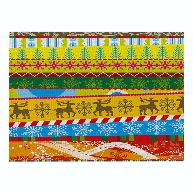 Festive Rectangular Holiday Polyester Tablecloth with 'Oh My Deer' Reindeer Silhouette and Pine Branch Border