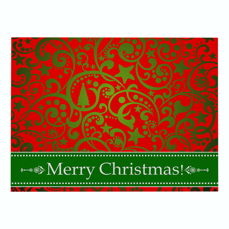 Festive Rectangular Holiday Polyester Tablecloth with 'Oh My Deer' Reindeer Silhouette and Pine Branch Border
