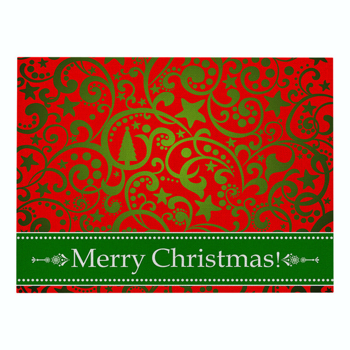 Festive Rectangular Holiday Polyester Tablecloth with 'Oh My Deer' Reindeer Silhouette and Pine Branch Border