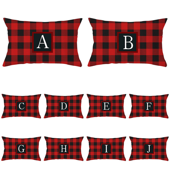 Decorative Rectangular Buffalo Plaid Monogram Pillow Cover