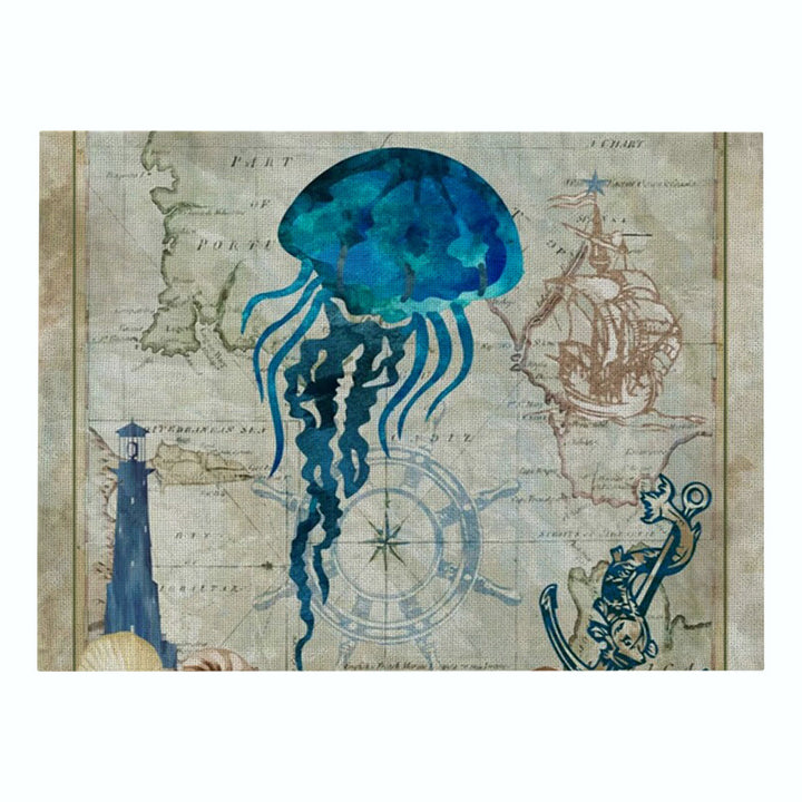 Nautical Mermaid Vintage Canvas Wall Art Print