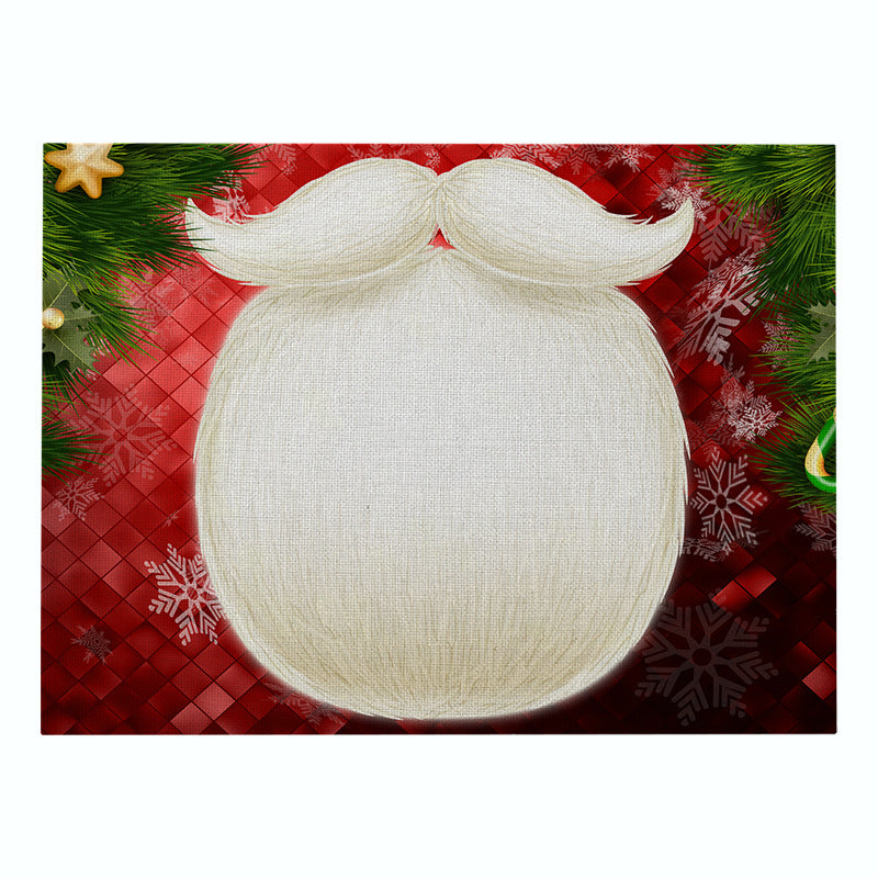 Festive Rectangular Holiday Polyester Tablecloth with 'Oh My Deer' Reindeer Silhouette and Pine Branch Border