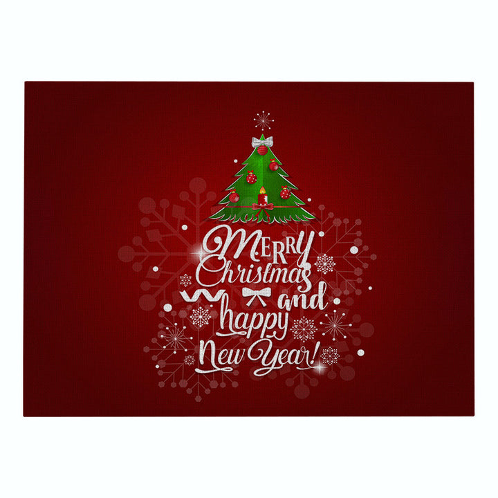 Festive Rectangular Holiday Polyester Tablecloth with 'Oh My Deer' Reindeer Silhouette and Pine Branch Border