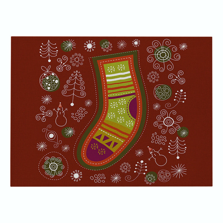 Festive Rectangular Holiday Polyester Tablecloth with 'Oh My Deer' Reindeer Silhouette and Pine Branch Border