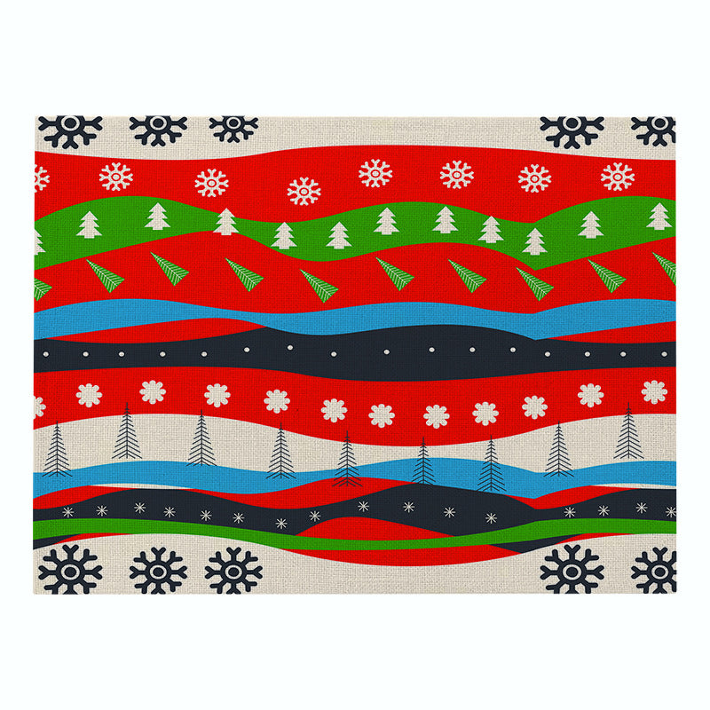 Festive Rectangular Holiday Polyester Tablecloth with 'Oh My Deer' Reindeer Silhouette and Pine Branch Border