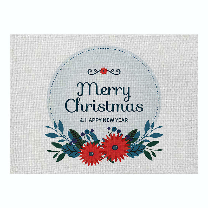 Festive Rectangular Holiday Polyester Tablecloth with 'Oh My Deer' Reindeer Silhouette and Pine Branch Border