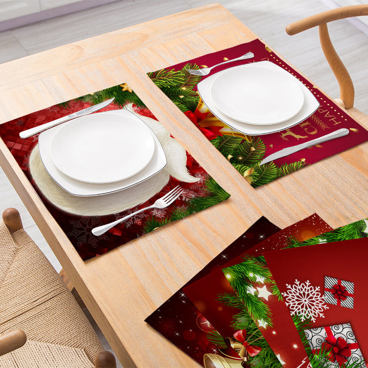 Festive Rectangular Holiday Polyester Tablecloth with 'Oh My Deer' Reindeer Silhouette and Pine Branch Border