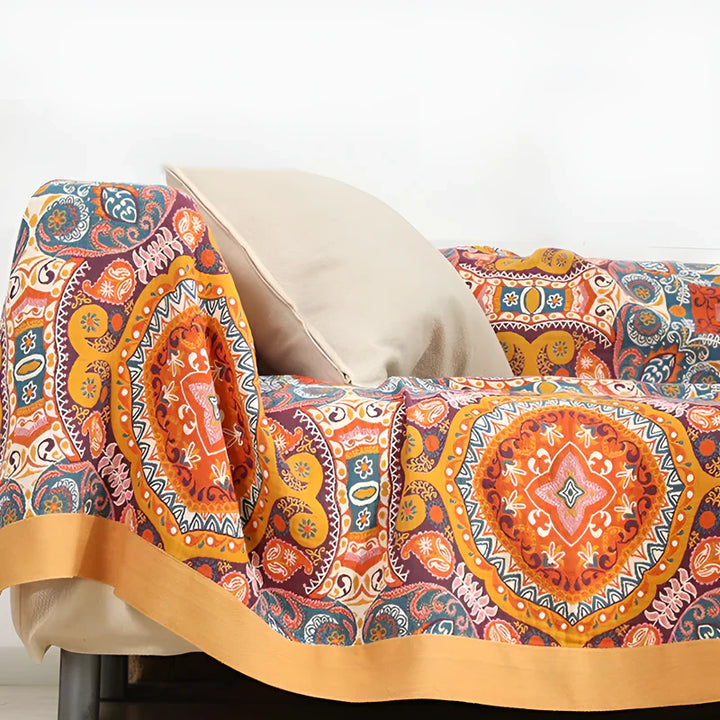 Sunrise Boho Reversible Blanket, 100% Cotton Cooling Quilt | Stornfield