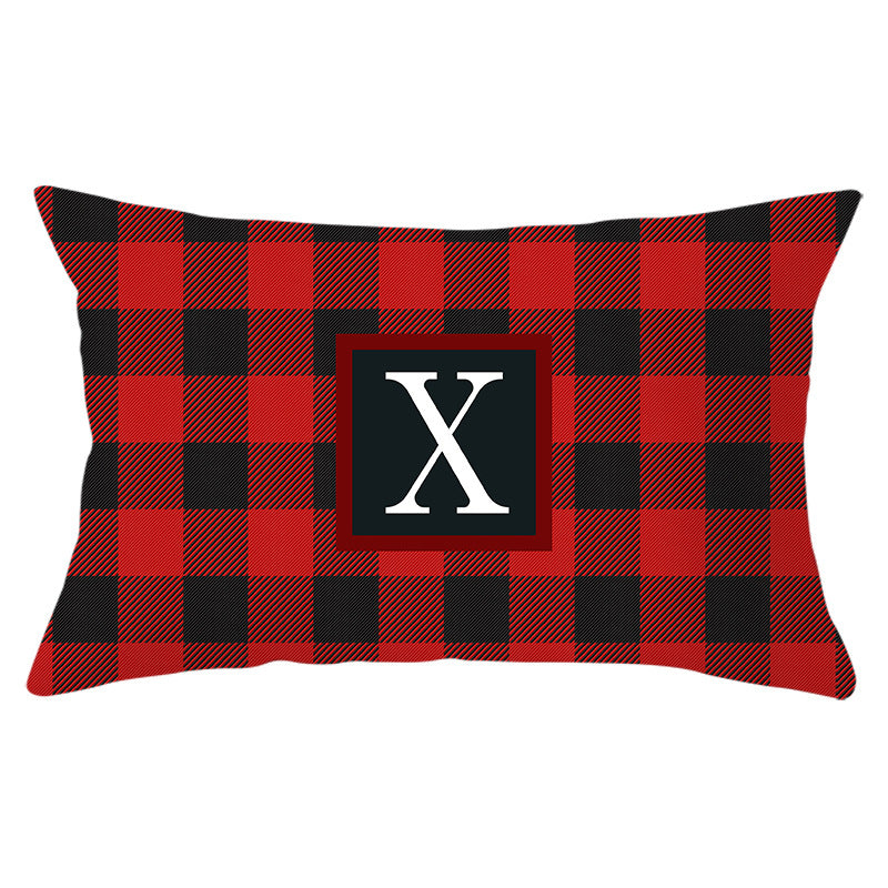 Decorative Rectangular Buffalo Plaid Monogram Pillow Cover