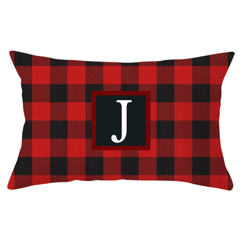 Decorative Rectangular Buffalo Plaid Monogram Pillow Cover