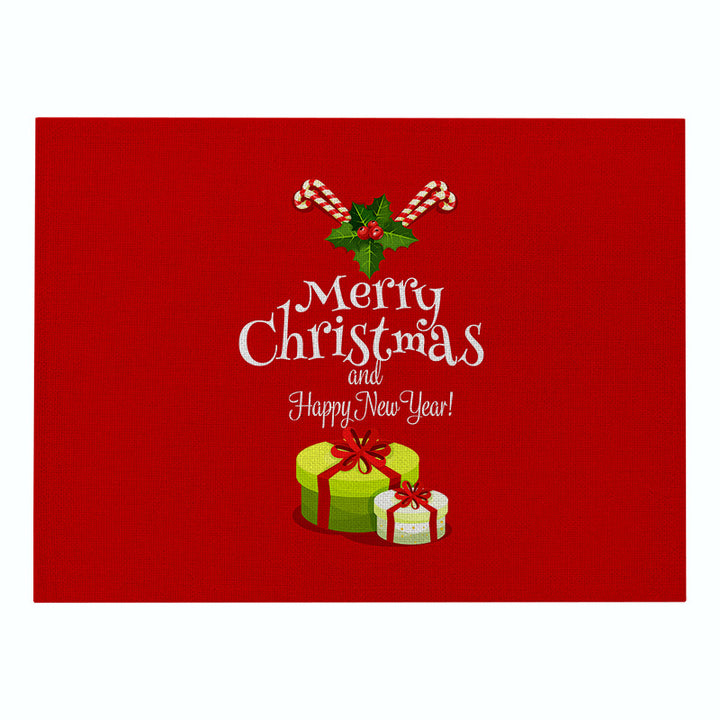 Festive Rectangular Holiday Polyester Tablecloth with 'Oh My Deer' Reindeer Silhouette and Pine Branch Border