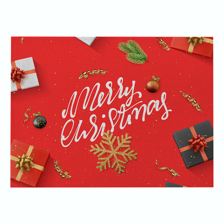 Festive Rectangular Holiday Polyester Tablecloth with 'Oh My Deer' Reindeer Silhouette and Pine Branch Border