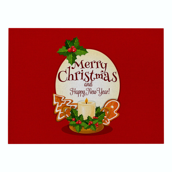 Festive Rectangular Holiday Polyester Tablecloth with 'Oh My Deer' Reindeer Silhouette and Pine Branch Border