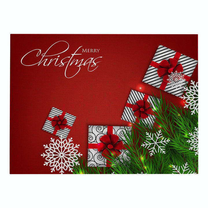 Festive Rectangular Holiday Polyester Tablecloth with 'Oh My Deer' Reindeer Silhouette and Pine Branch Border