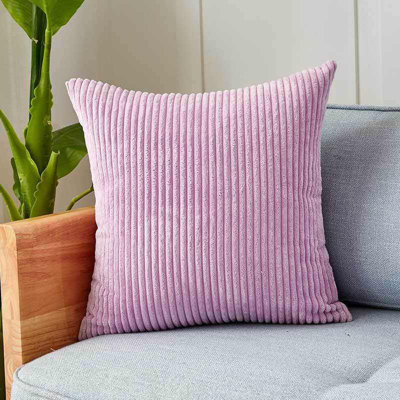 Square corduroy look decorative cushion cover with distinctive longitudinal ribbing, soft velvet finish and concealed zipper Stornfield
