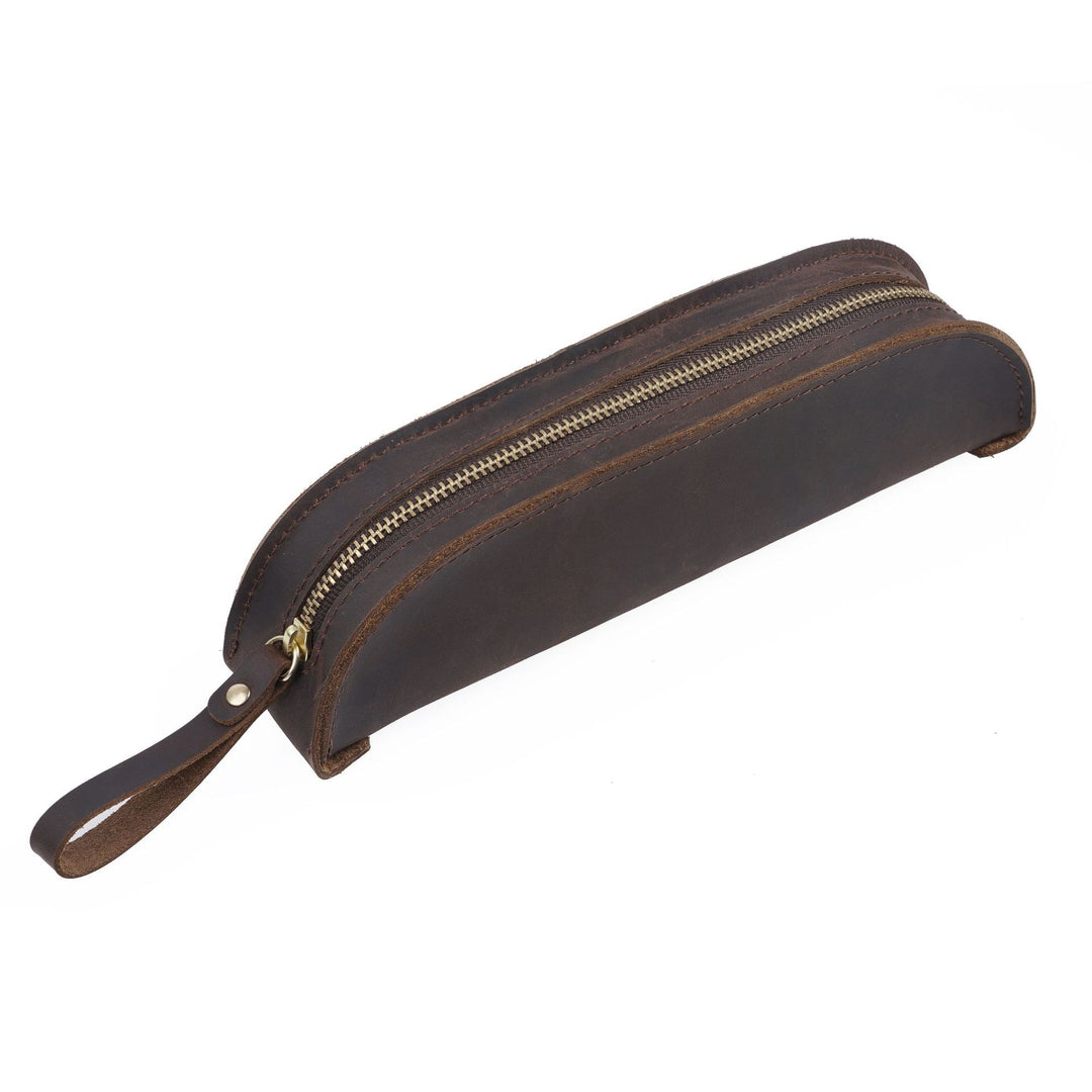 Premium Leather Double Zippered Pencil Case