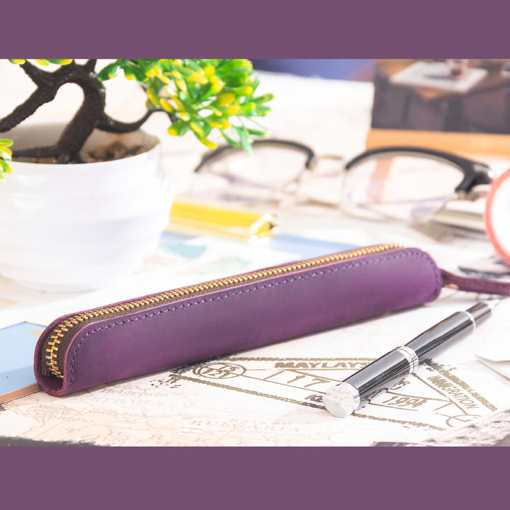 Premium Leather Zippered Pen Case
