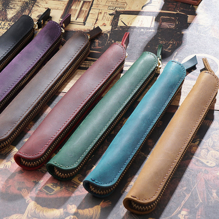 Premium Leather Zippered Pen Case