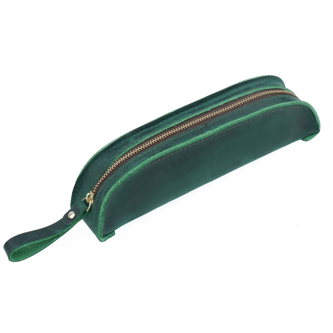 Premium Leather Double Zippered Pencil Case