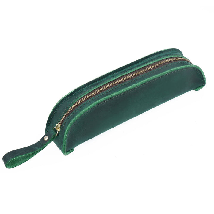 Premium Leather Double Zippered Pencil Case