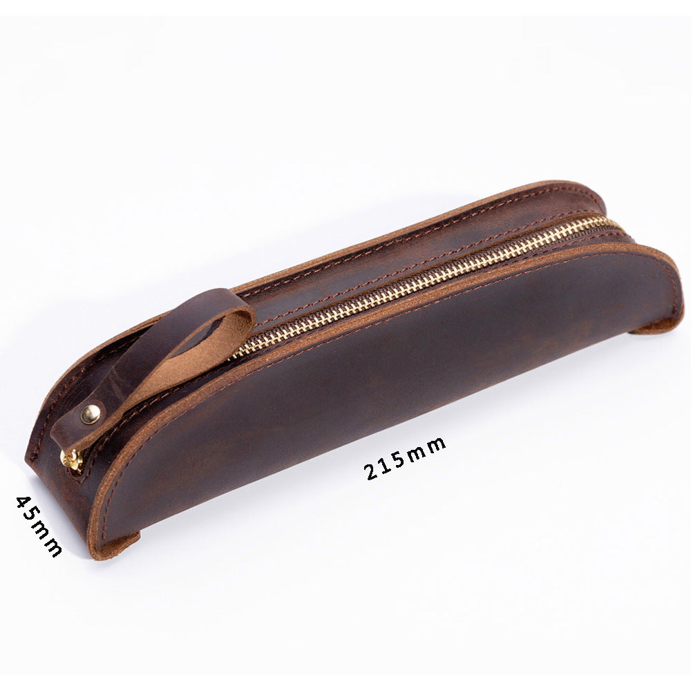 Premium Leather Double Zippered Pencil Case