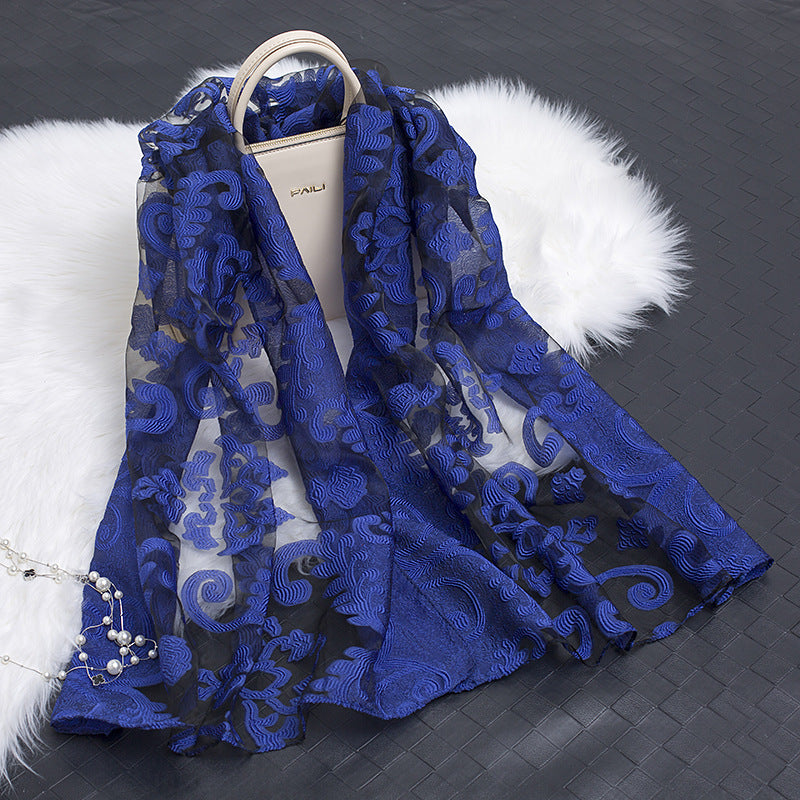 Stornfield | Silk scarf with cut flowers hollow motif