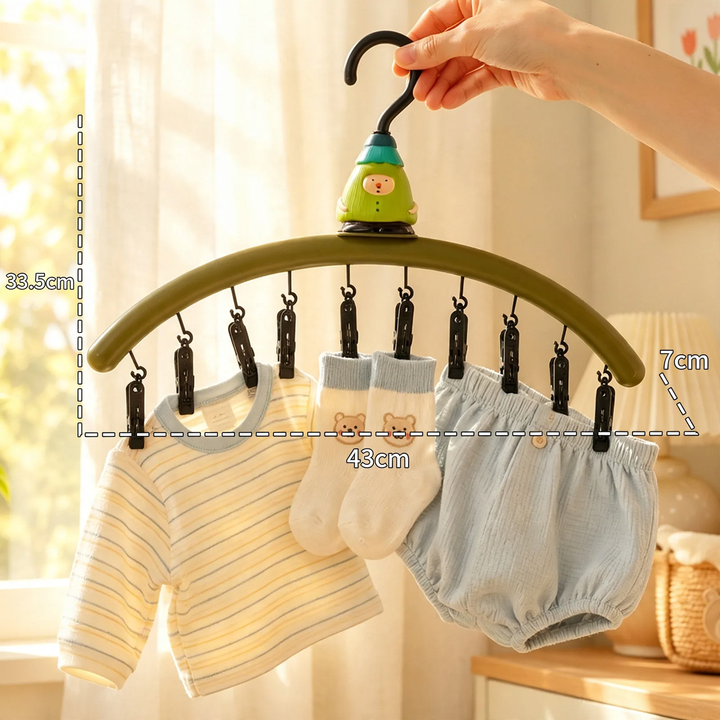 Cartoon clothes dryer with clips