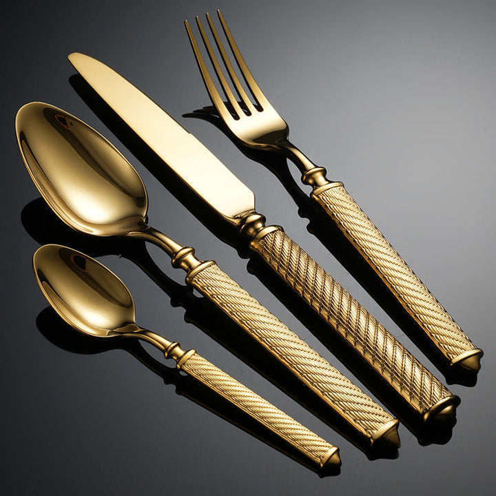 Realm Textured Gold Luxury Cutlery Set | Stornfield