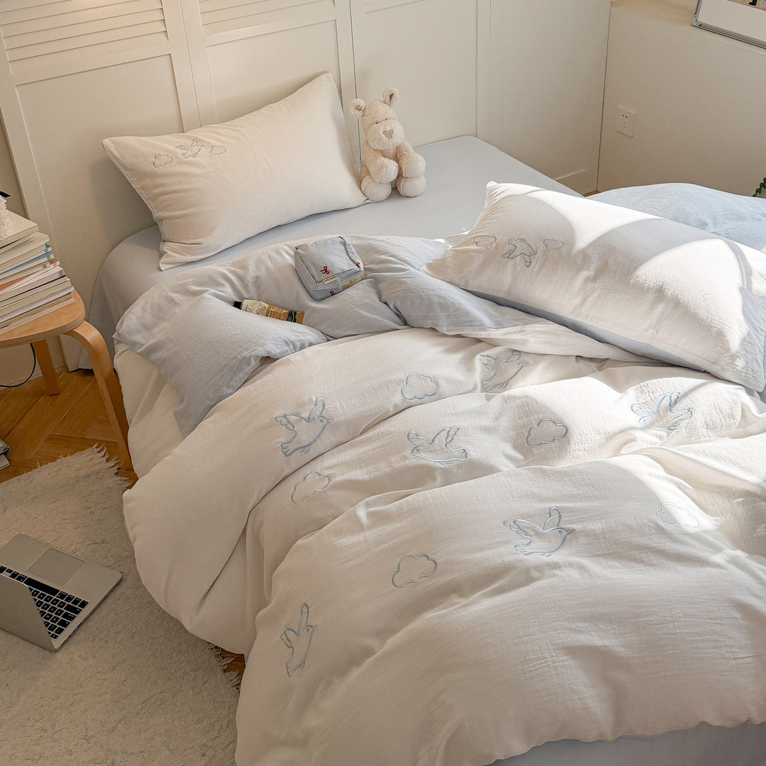 Super soft cotton muslin bedding set, double layer