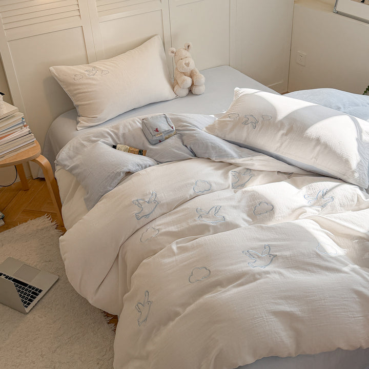 Super soft cotton muslin bedding set, double layer