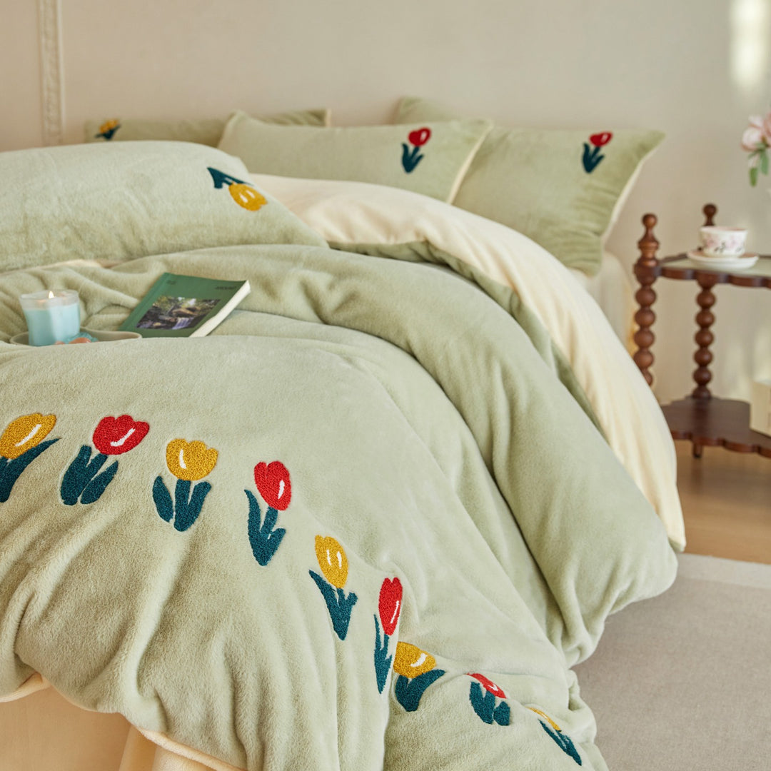 Milk fiber bedding, 4-piece, winter, floral pattern