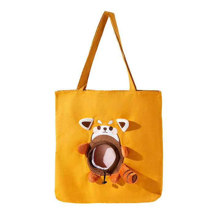 Pet transport bag made of canvas with animal motif