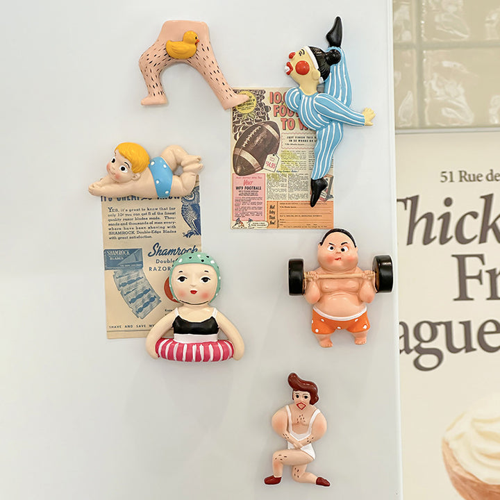 3D-Art-Resin-Magnets, Cartoon-Sports-Motifs