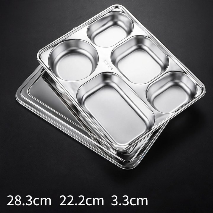Stainless steel tray with compartments, square