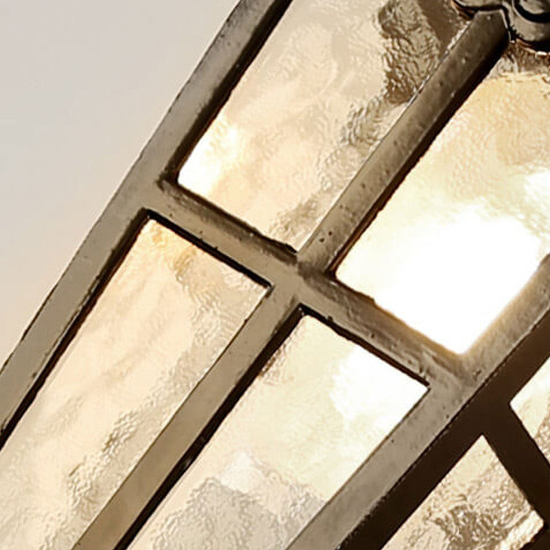 European Retro Glass Aluminum Lantern Outdoor Waterproof 1-Light Wall Sconce Lamp | Stornfield