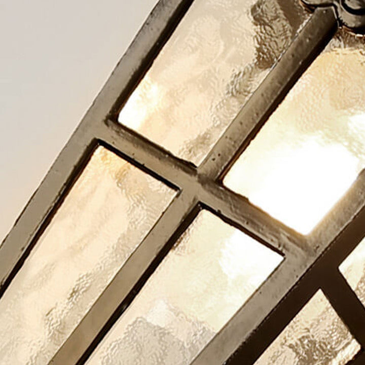 European Retro Glass Aluminum Lantern Outdoor Waterproof 1-Light Wall Sconce Lamp | Stornfield