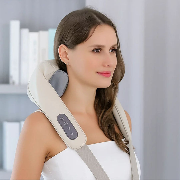 RelaxaPro | Shiatsu Neck Massager – Heating Relief – Cordless Design – Ideal for Office and Home Use Stornfield